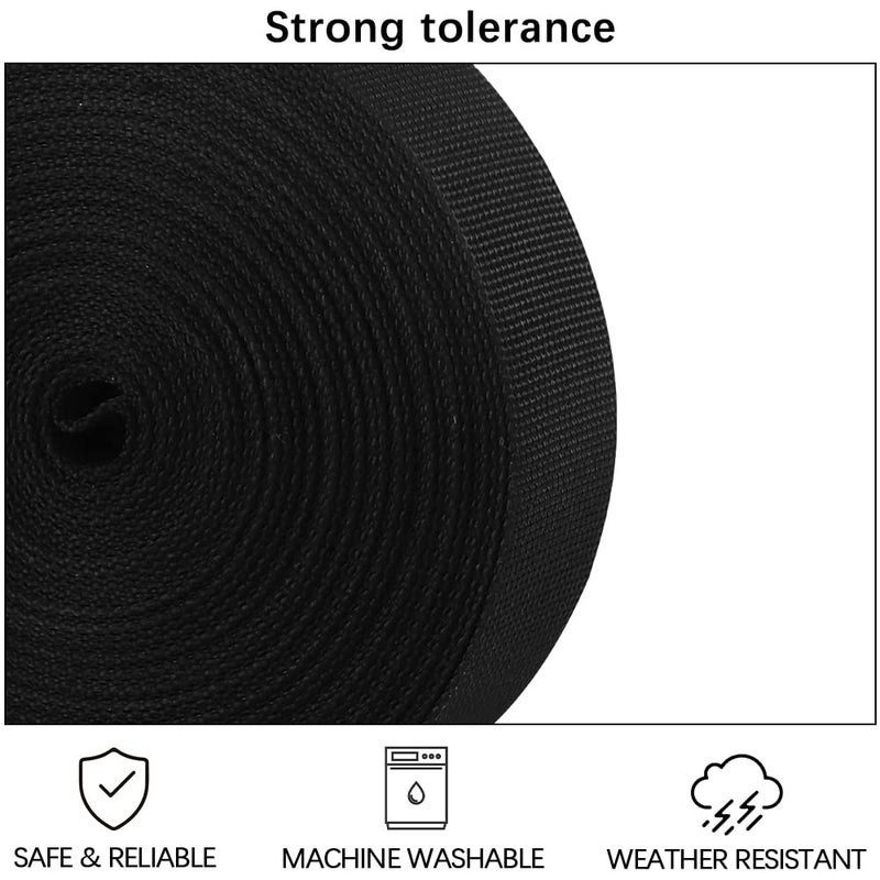 RETON Nylon Webbing Strap, 1 1/4 Inch Black Nylon Heavy Webbing Straps Durable Nylon Strap for Outdoor DIY Gear Repair, Backpack, Pet Collars, Crafts (32MM, 10 Yards) - Image 3